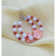 Kép 2/2 - Jade/karneol/kagyló gyöngy virág karika fülbevaló nemesacél kapoccsal 