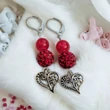 Kép 1/4 - Shamballa bőrbarát fülbevaló gyönggyel és szív medállal
