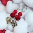 Kép 4/4 - Shamballa bőrbarát fülbevaló gyönggyel és szív medállal