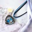 Kép 2/2 - Hematit szív medálban türkiz angyalka bőr nyakláncon 