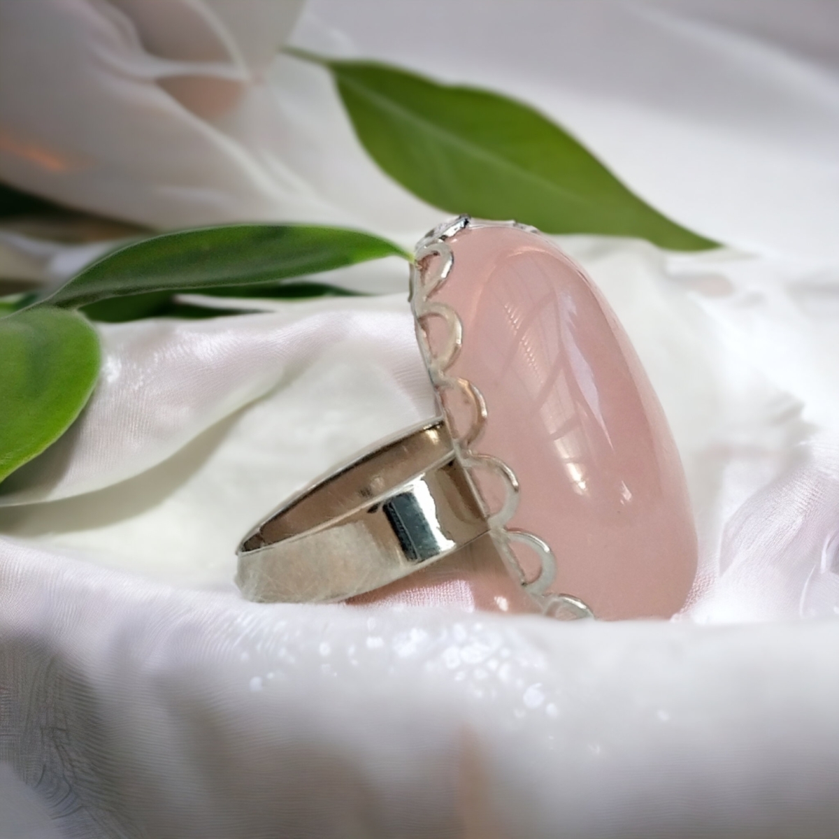 Rózsakvarc állítható gyűrű 