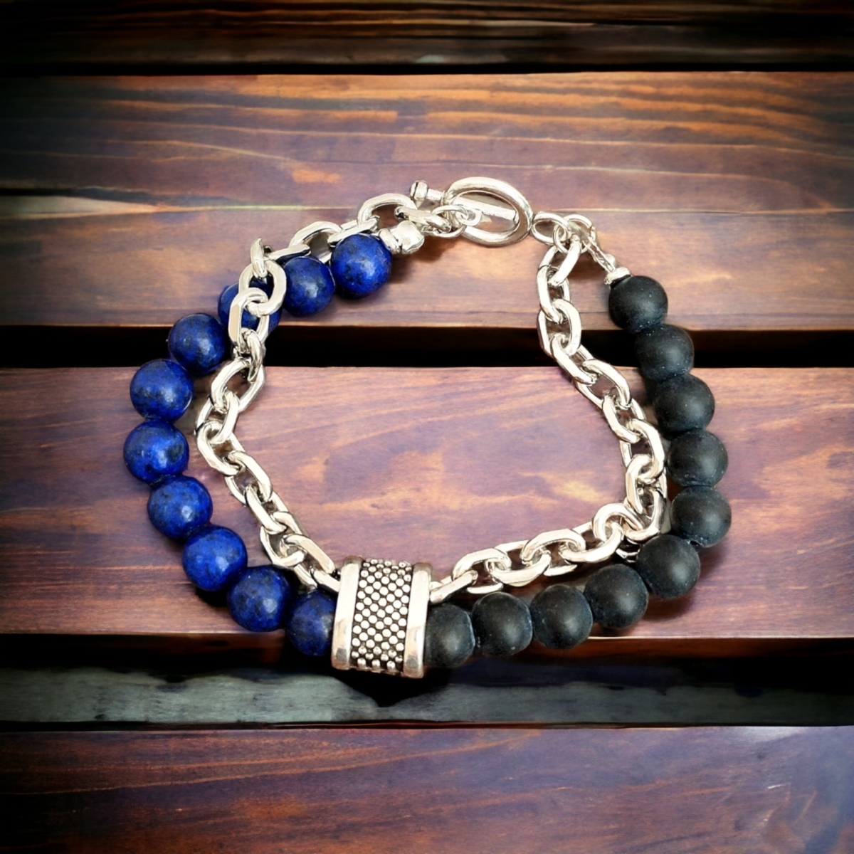 Lapisz lazuli/ónix  karkötő 0001027
