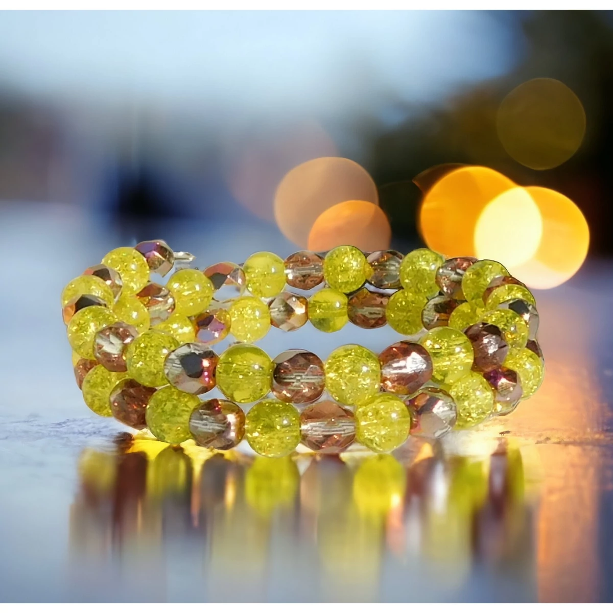 Citrom/rosegold kristály duó karkötő 000455115