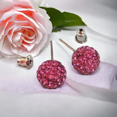 Shamballa fülbevaló pink